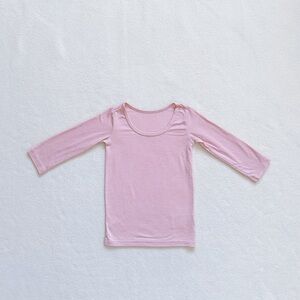 4/$22 Uniqlo Toddler Girl HEATTECH Pink Scoop Neck Long Sleeve Top Winter 12–18M